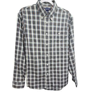 LANDS END Men's Woven Cotton Long Sleeve Button-Down Shirt Size M